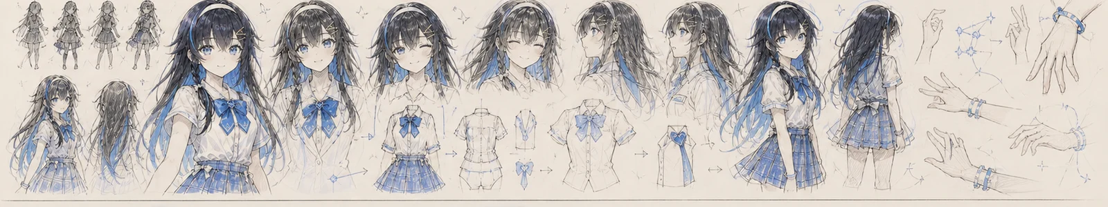 Character, expression, gesture, hair and outfit studies for AIRI.