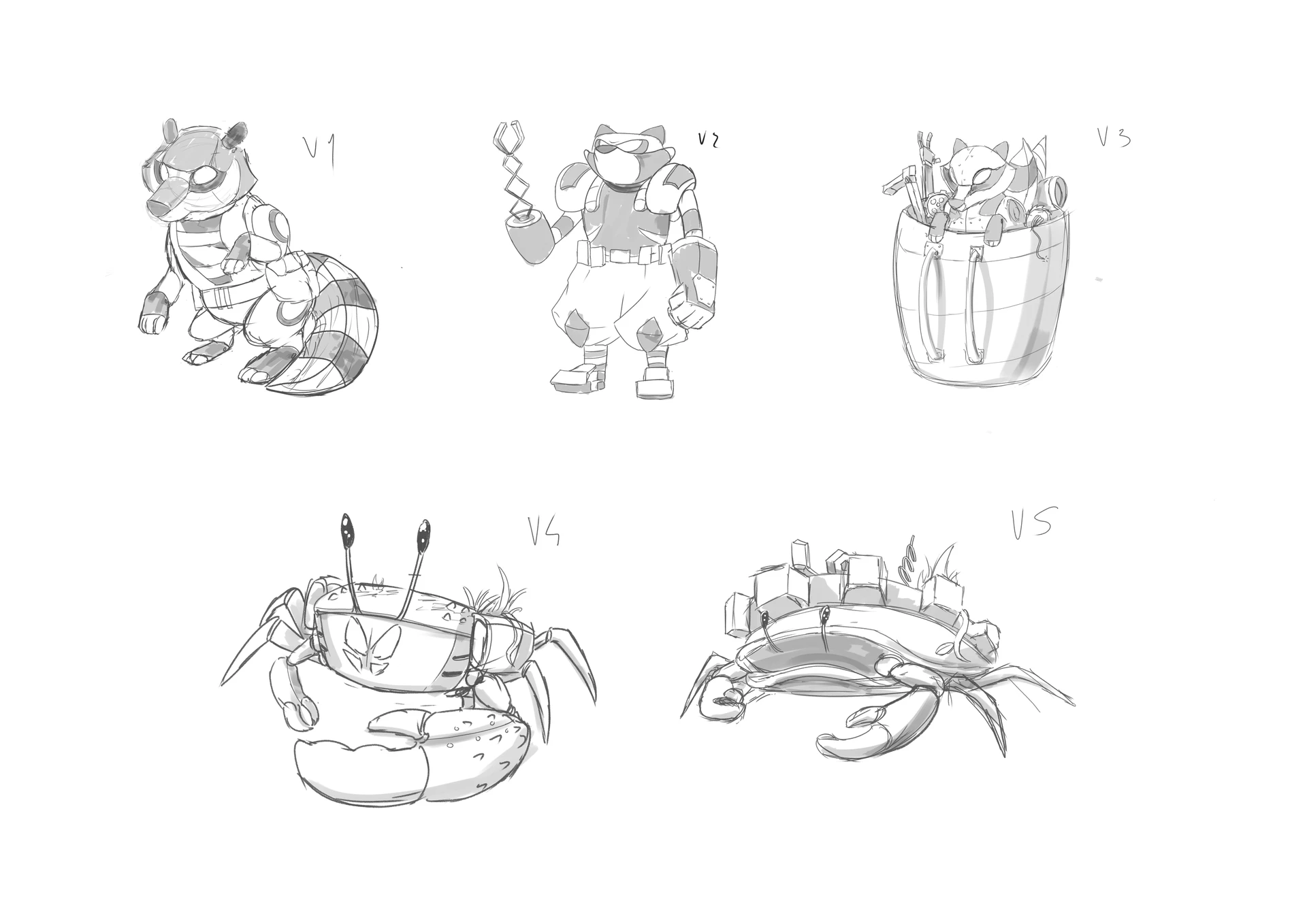 Five early proposals for the DATA 2073 Jenots character