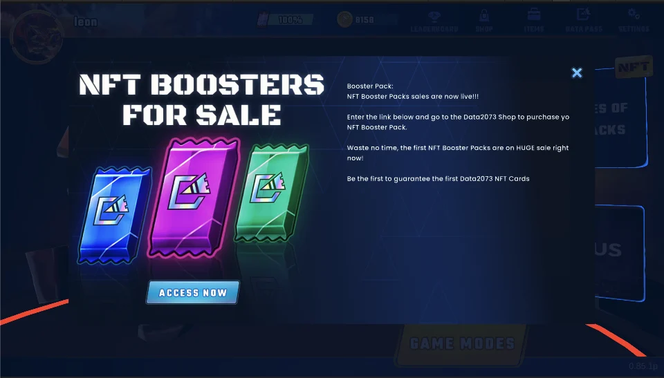 NFT booster pack offer inside DATA2073