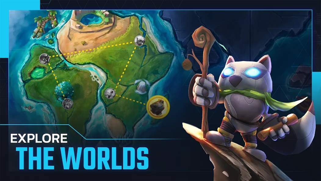 Fox-like mechanical character beside the DATA2073 world map