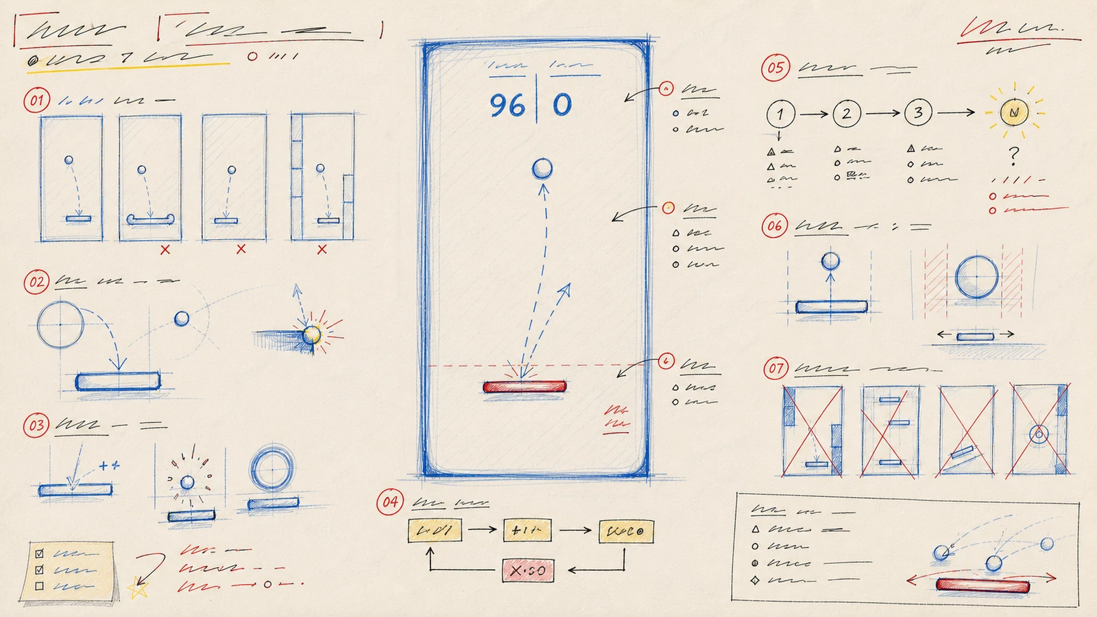 System visual: gesture, contact, scoring and return